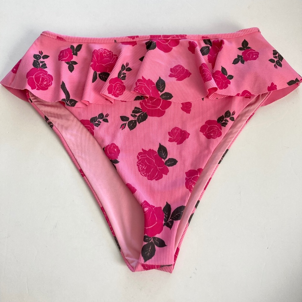 NWOT Anthropologie Beach Riot Daisy Pink Bikini Bottoms Sz L